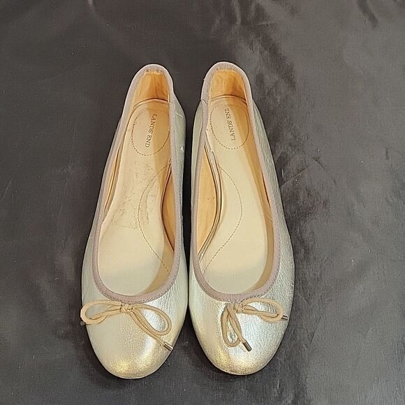 BRAND NEW LANDS'END SLIP ON SILVER METALLIC BALLERINAS FLAT SHOE - Picture 3 of 15